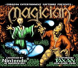 Magician title screen for NES